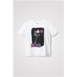 Camiseta arty pespuntes