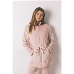 Bata midi tejido polar rosa