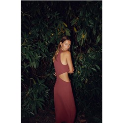 ASYMMETRIC MIDI DRESS WITH APPLIQUÉ