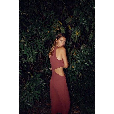 ASYMMETRIC MIDI DRESS WITH APPLIQUÉ