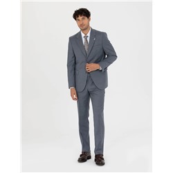 %100 Yün Mavi Slim Fit Takım Elbise