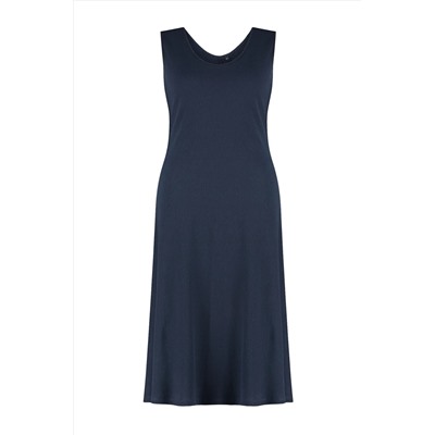 Lacivert Fitilli A-line Midi Örme Elbise TBBSS24AH00130