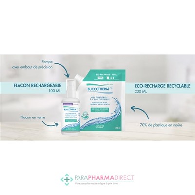 Buccotherm Gel Dentifrice Rechargeable à l'Eau Thermale Gencives Sensibles Menthe BIO 100ml