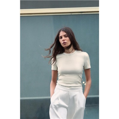 RIBBED METALLIC T-SHIRT