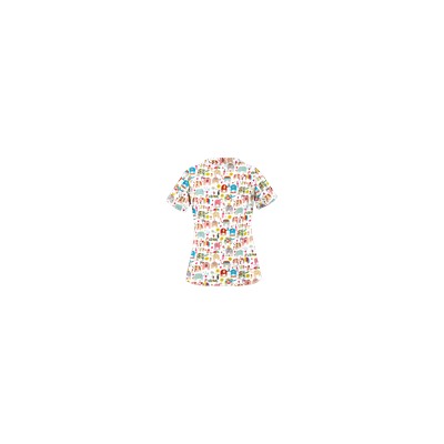 UA Lucky Elephants White Print Scrub Top