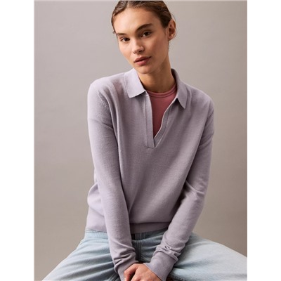 Extra Fine Merino Blend Polo Sweater