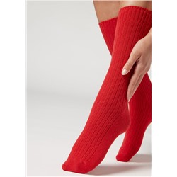 Kurze Socken in Rippe mit Wolle und Kaschmir
