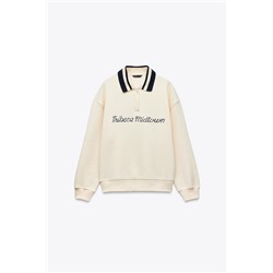 POLO COLLAR SWEATSHIRT WITH SLOGAN