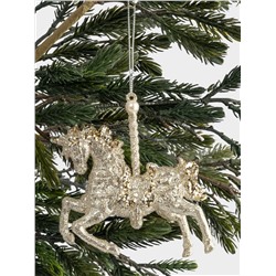 Игрушка елочная, 13х12 см, пластик, шампань, Лошадь, New year