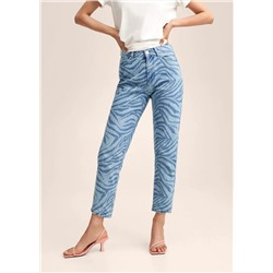 Vaqueros mom animal print -  Mujer | MANGO OUTLET España