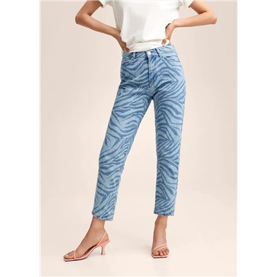 Vaqueros mom animal print -  Mujer | MANGO OUTLET España