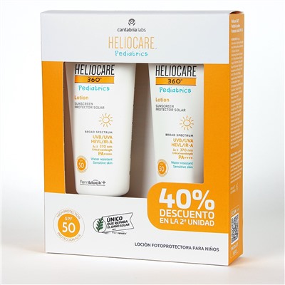 Heliocare PACK Duplo 360 Pediatrics Loción 40% descuento en 2ª unidad