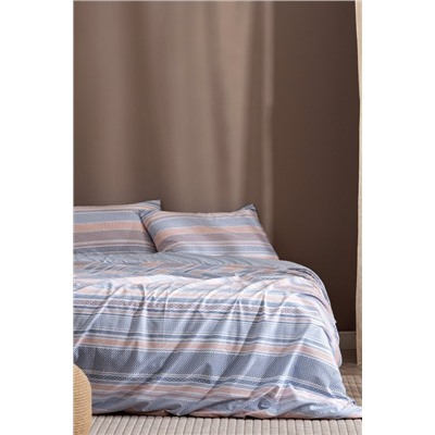 Favor King Size %100 Pamuk Ranforce Baskılı Nevresim Takımı - Mavi