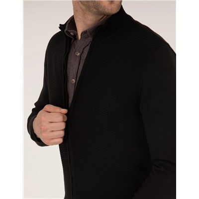 Siyah Slim Fit Triko Hırka