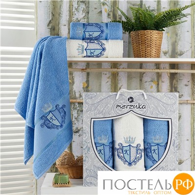 10545 Комп. Пол. MERZUKA махр. в короб. (50x90/2)(70х140/1) 3 шт. KING голубой