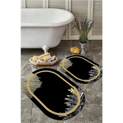 ALAADDİN CARPET Kaymaz Tabanlı Yıkanabilir 2 Li Set 60x100 50x60 Banyo Halısı Banyo Paspası Klozet Takımı 5006