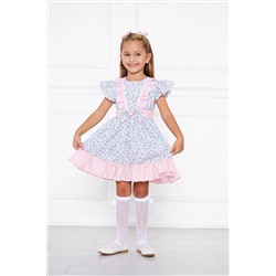 Moda Lippa Mavi Çiçek Desenli Kız Çocuk Elbise MLFCE-08