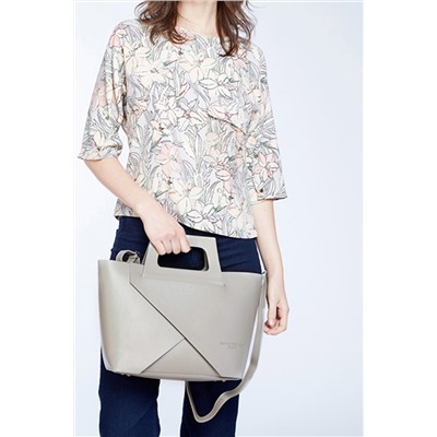 Bolso de piel y neceser Rita Gris claro