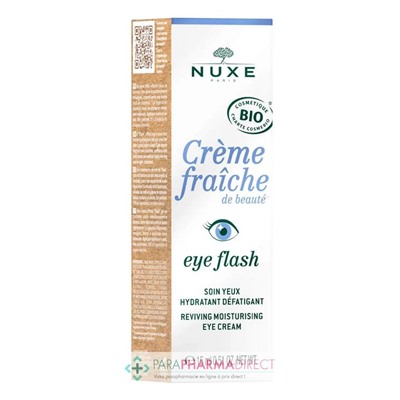 Nuxe Crème Fraiche de Beauté - Eye Flash - Soin Yeux Hydratant Défatigant BIO 15ml