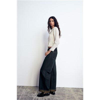 JEANS TRF RELAXED MINI FOLD UP LOW RISE