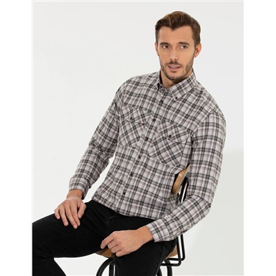Açık Kahverengi Regular Fit Uzun Kollu Gömlek