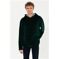 Erkek Yeşil Kapüşonlu Sweatshirt