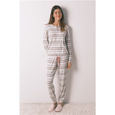 Pijama largo punto cálido suave cenfas multicolor