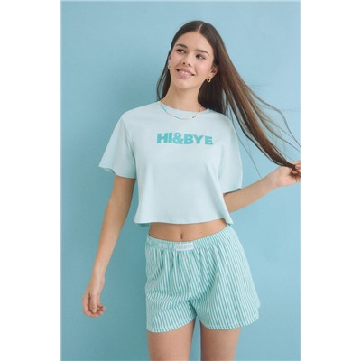 Pijama corto 100% algodón verde