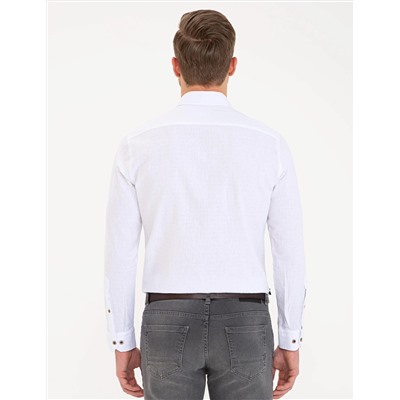 Beyaz Slim Fit Uzun Kollu Gömlek