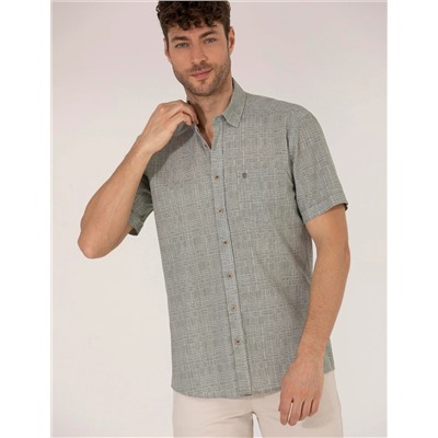 Haki Regular Fit Kısa Kollu Gömlek