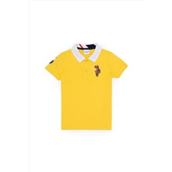 Erkek Çocuk Koyu Sarı Basic Polo Yaka T-Shirt