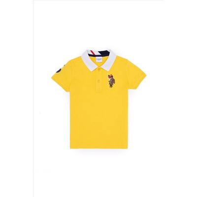 Erkek Çocuk Koyu Sarı Basic Polo Yaka T-Shirt