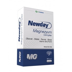 RCFARMA Newday Magnezyum Complex Комплекс магния глицинат, малат, таурат, цитрат и витамин В6 60 капсул