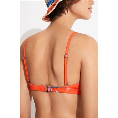 Top bikini triángulo corales
