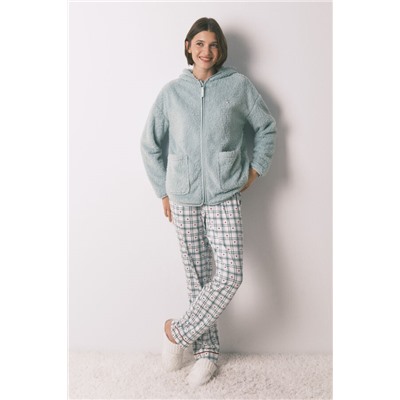 Bata corta tejido pelo verde lurex