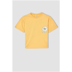 Kız Çocuk Regular Fit Sırt Baskılı Kısa Kollu Tişört