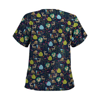 UA Outdoorsy Charm Navy Print Scrub Top