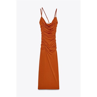GATHERED DRAPED MAXI DRESS