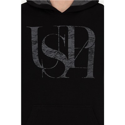 Erkek Siyah Kapüşonlu Sweatshirt