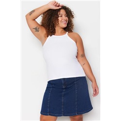 Beyaz Halter Yaka Basic Örme Atlet TBBSS23CV00000
