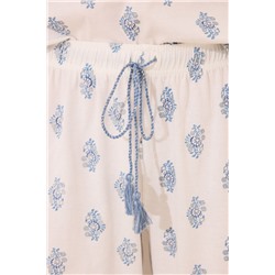Pijama largo 100% algodón blanco paisley