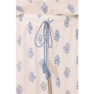 Pijama largo 100% algodón blanco paisley