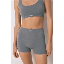 Pantalón corto canalé gris claro