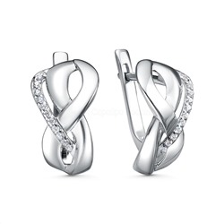 Серьги из серебра с фианитами родированные 925 пробы С-4681-Р