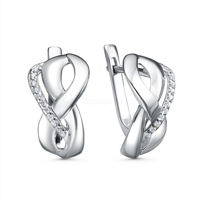 Серьги из серебра с фианитами родированные 925 пробы С-4681-Р