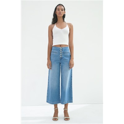 Z1975 WIDE-LEG HIGH-WAIST BUTTONED JEANS