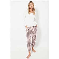 Camiseta de pijama regular fit de terciopelo - Blanco