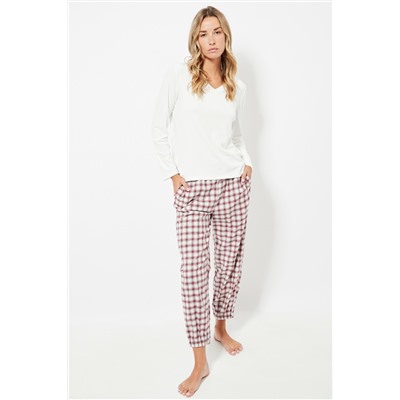 Camiseta de pijama regular fit de terciopelo - Blanco