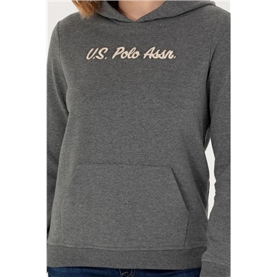 Kadın Antrasit Melanj Kapüşonlu Sweatshirt