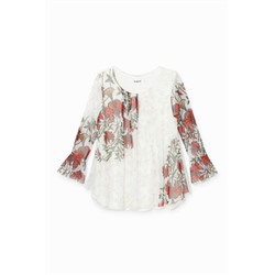 Camiseta avolantada flores